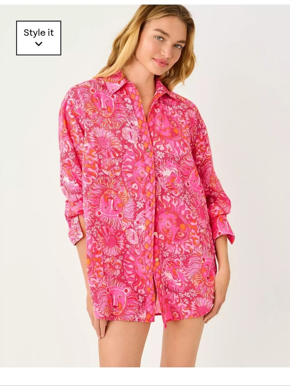 Lilly Pulitzer Paradise Punch Pink Printed Button-Down Cover Up